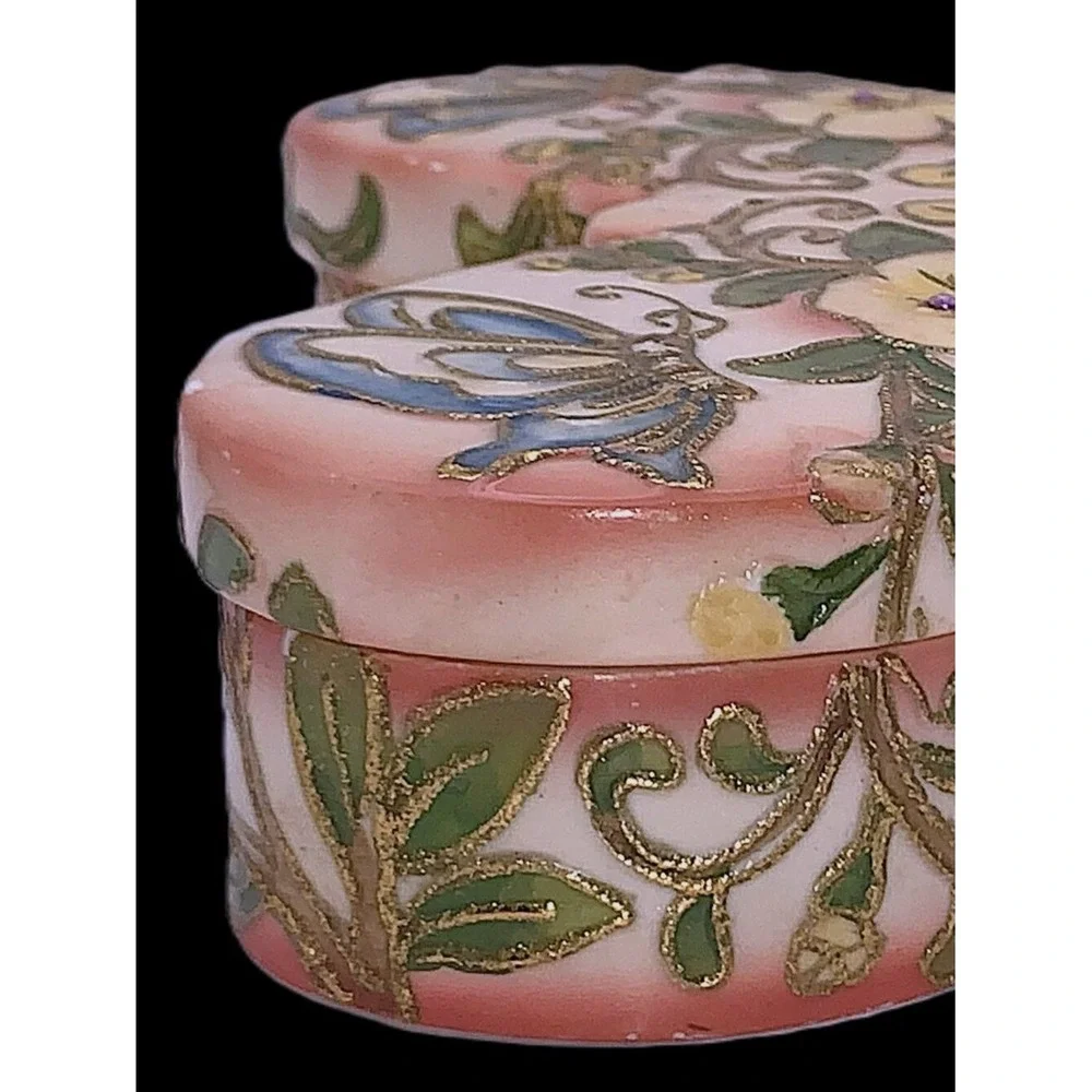 1915 Butterfly Shape‎ Nippon Gold Cloisonne Enameled Jewelry Trinket Box